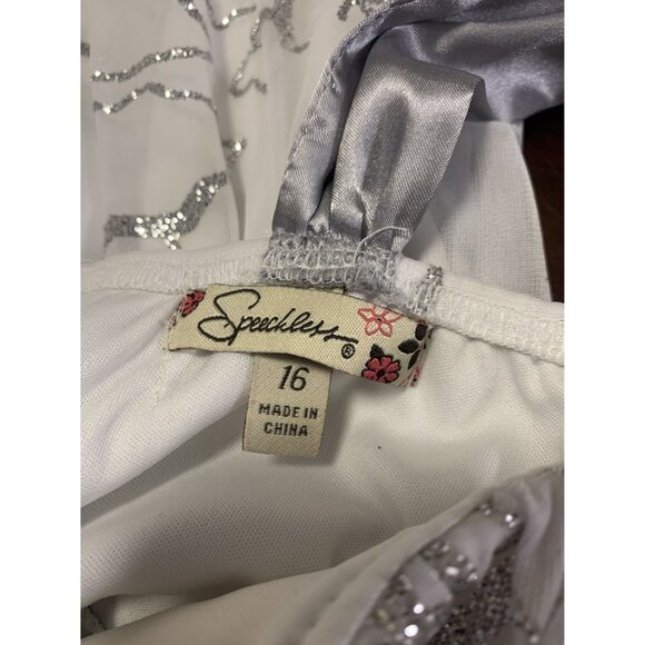 Speechless Girls 16 White Silver Floral Glitter Midi Dress Formal Evening - Picture 4 of 8
